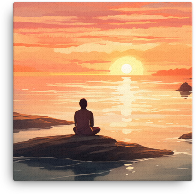 Sunset Contemplation on the Coastal Rocks Canvas wall art