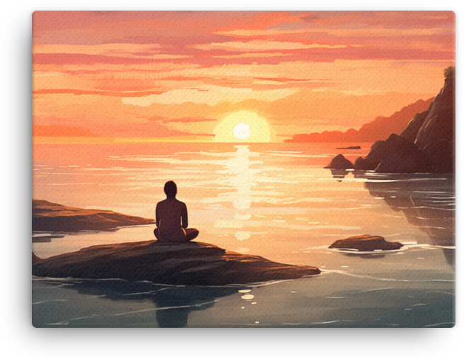 Sunset Contemplation on the Coastal Rocks Canvas wall art