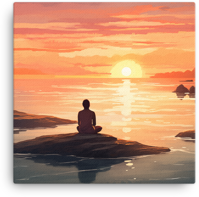 Sunset Contemplation on the Coastal Rocks Canvas wall art
