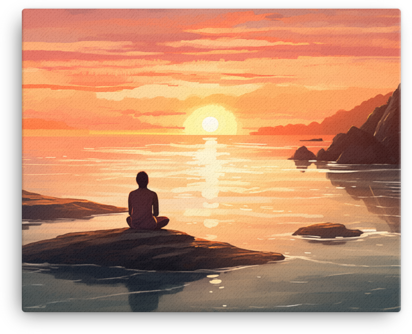 Sunset Contemplation on the Coastal Rocks Canvas wall art