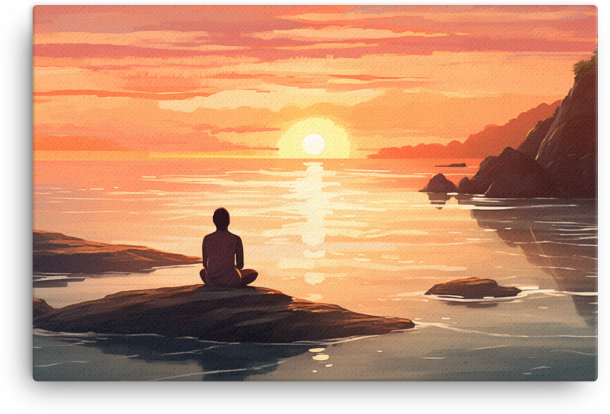 Sunset Contemplation on the Coastal Rocks Canvas wall art