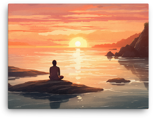 Sunset Contemplation on the Coastal Rocks Canvas wall art