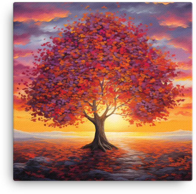 Sunset Glow Tree Canvas wall art
