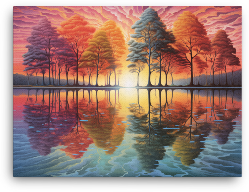 Sunset Harmony Tree Reflection Canvas wall art