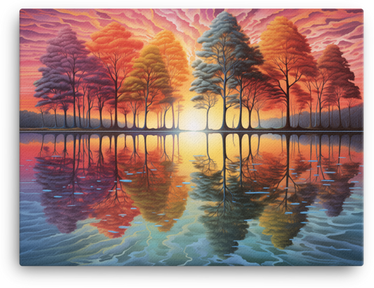 Sunset Harmony Tree Reflection Canvas wall art