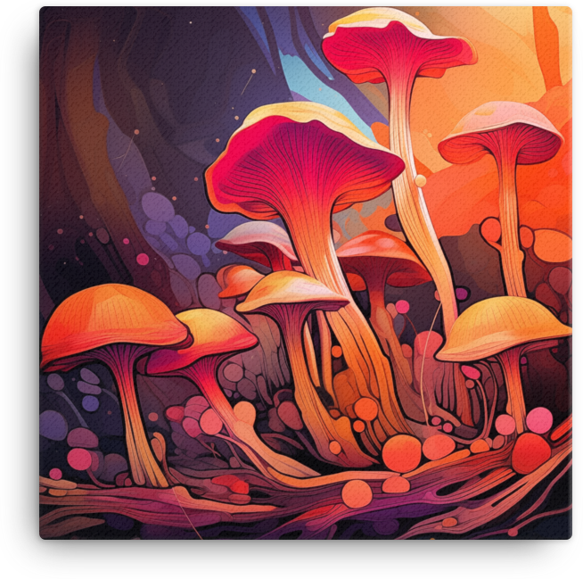 Sunset Hues Mushroom Fantasy Canvas