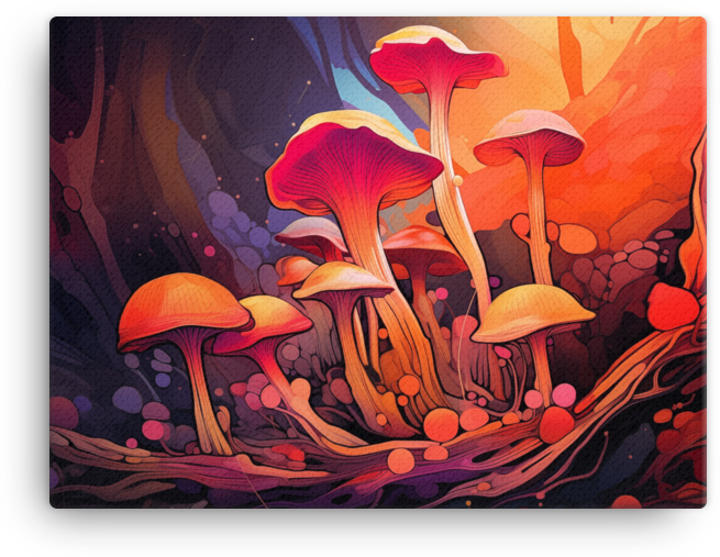 Sunset Hues Mushroom Fantasy Canvas