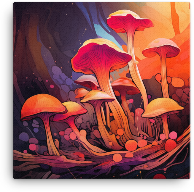 Sunset Hues Mushroom Fantasy Canvas