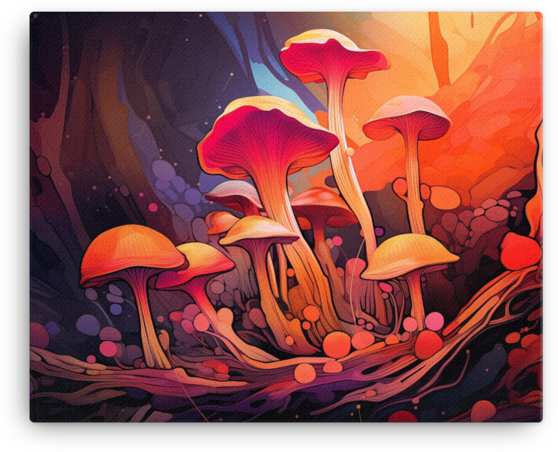 Sunset Hues Mushroom Fantasy Canvas