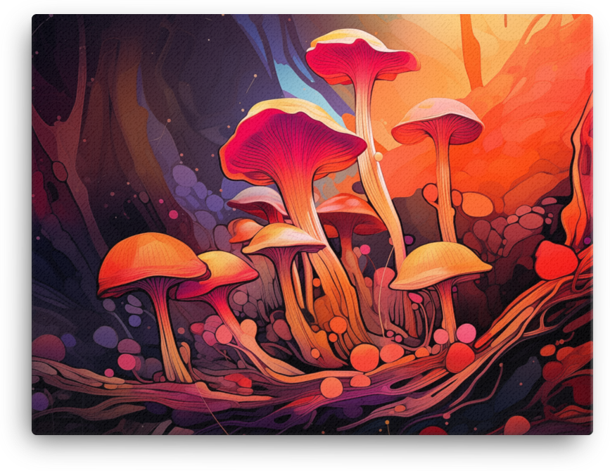 Sunset Hues Mushroom Fantasy Canvas