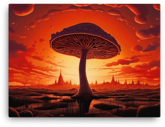 Sunset Mushroom Silhouette Canvas
