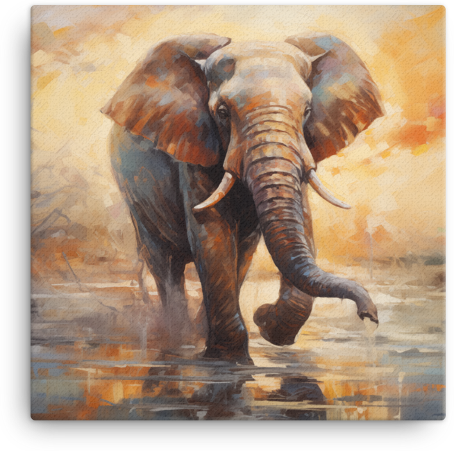 Sunset Reflection Elephant Canvas Wall Art