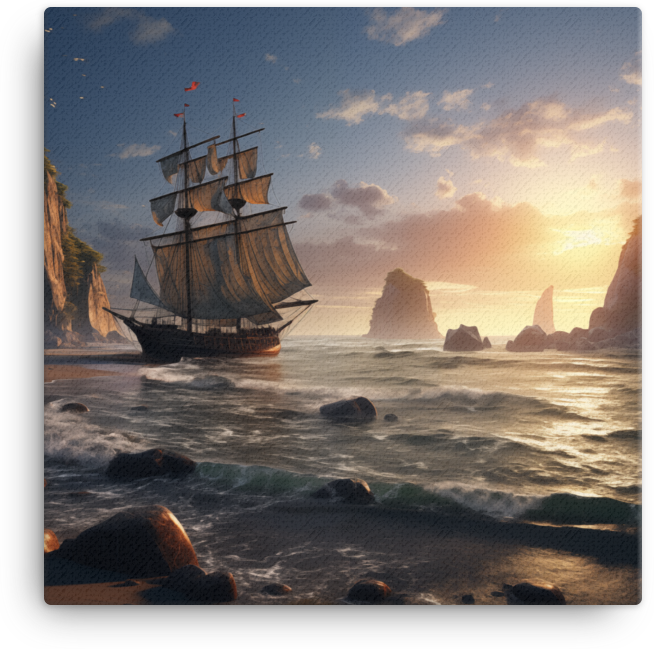 Sunset Sails on the Coastal Horizon Canvas wall art