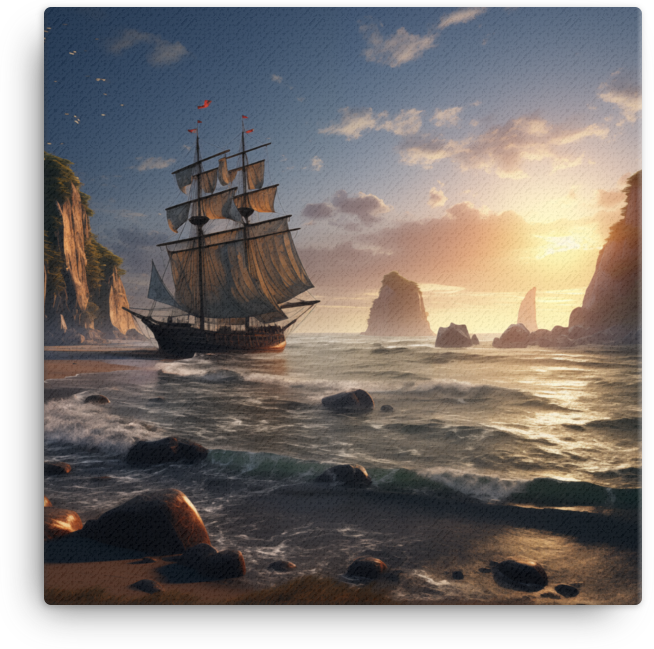 Sunset Sails on the Coastal Horizon Canvas wall art