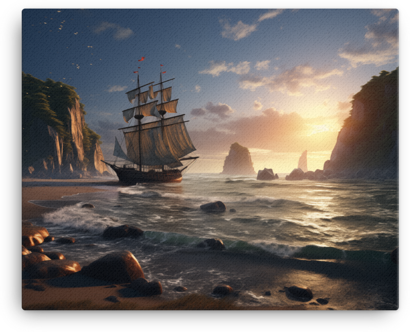 Sunset Sails on the Coastal Horizon Canvas wall art
