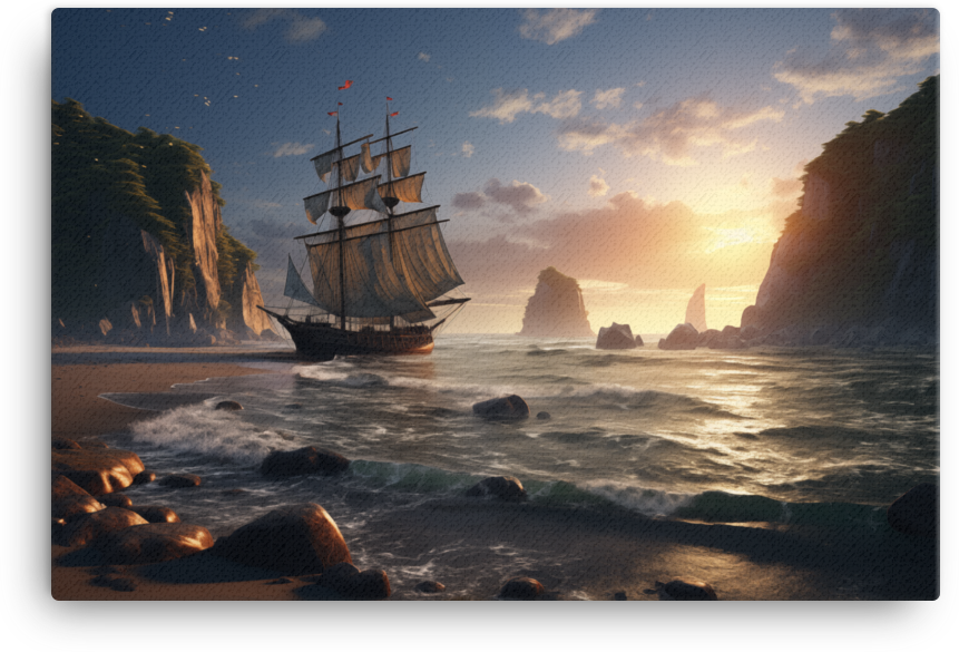 Sunset Sails on the Coastal Horizon Canvas wall art