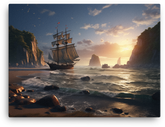 Sunset Sails on the Coastal Horizon Canvas wall art