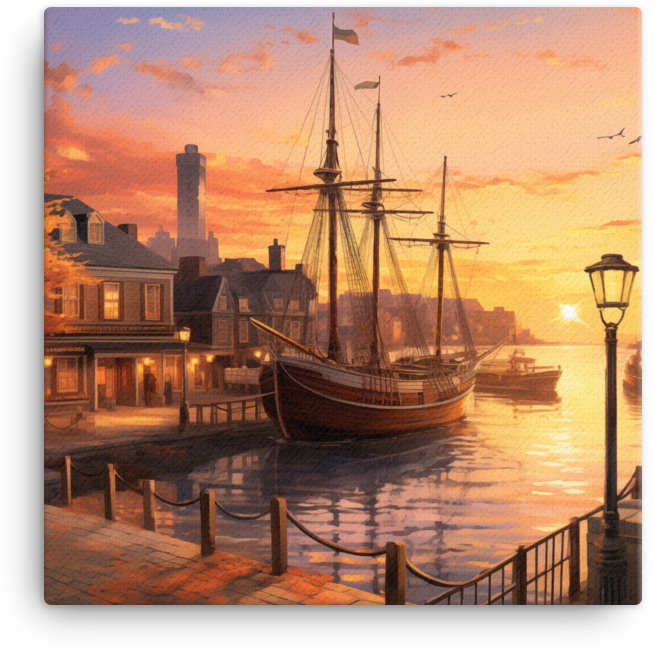 Sunset Serenade at the Harbor Canvas wall art