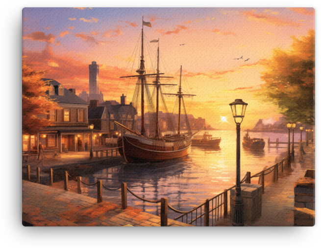 Sunset Serenade at the Harbor Canvas wall art