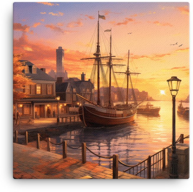 Sunset Serenade at the Harbor Canvas wall art
