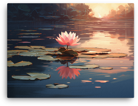 Sunset Serenity Lotus Reflection Canvas Wall Art wall art