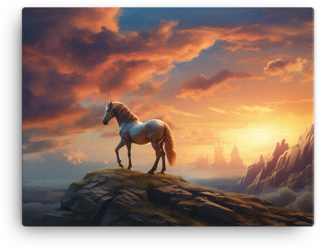 Sunset Silhouette Horse Canvas Wall Art