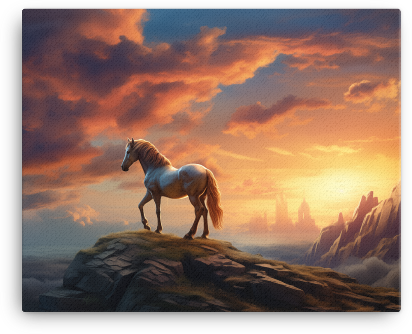 Sunset Silhouette Horse Canvas Wall Art