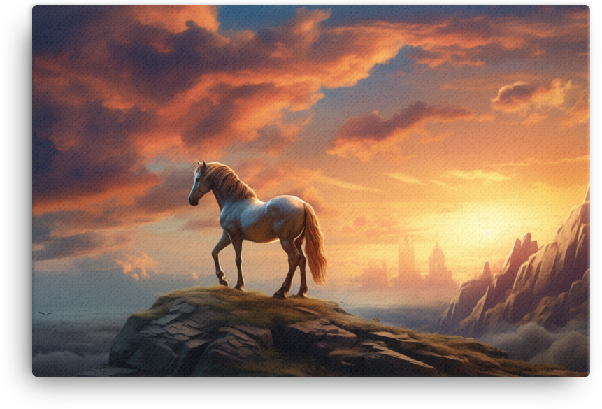 Sunset Silhouette Horse Canvas Wall Art