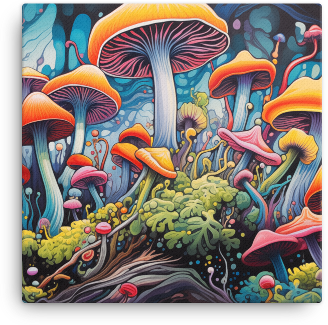 Surreal Mushroom Wonderland Canvas