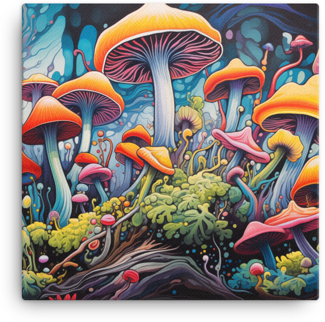Surreal Mushroom Wonderland Canvas