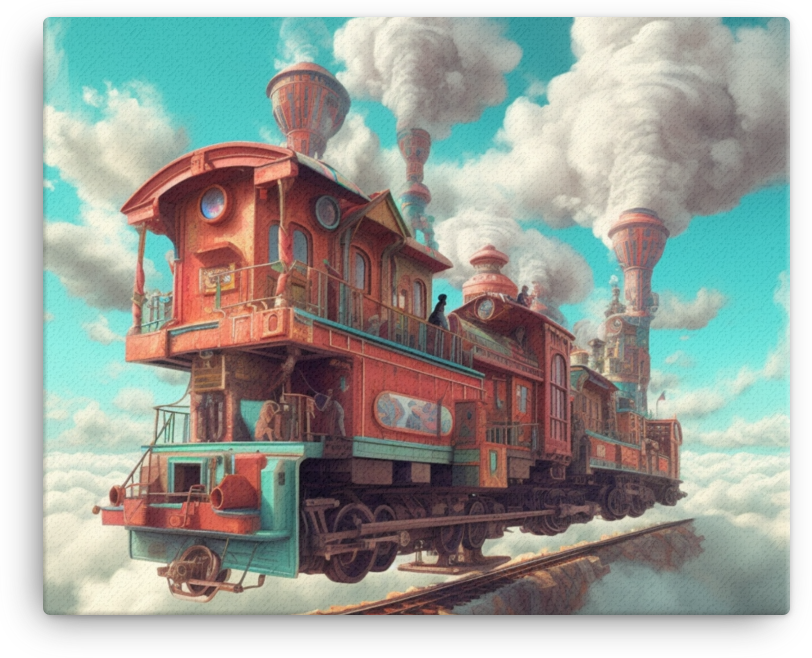 Floating Train Proect Poster The Floating Locomotive Village Canvas Wall Art | Gallery-Quality ...