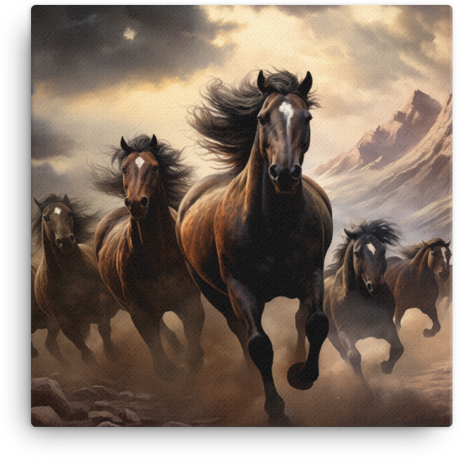 Thundering Herd at Dusk Canvas Wall Art