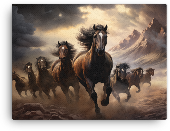 Thundering Herd at Dusk Canvas Wall Art