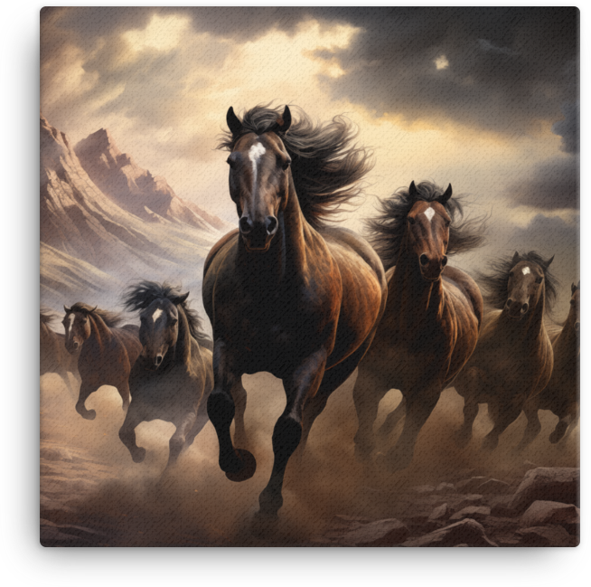Thundering Herd at Dusk Canvas Wall Art