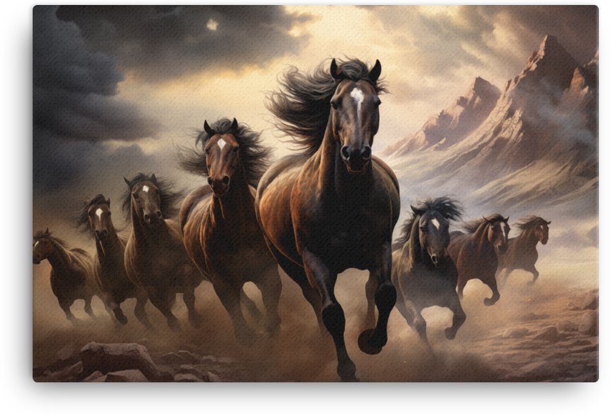 Thundering Herd at Dusk Canvas Wall Art