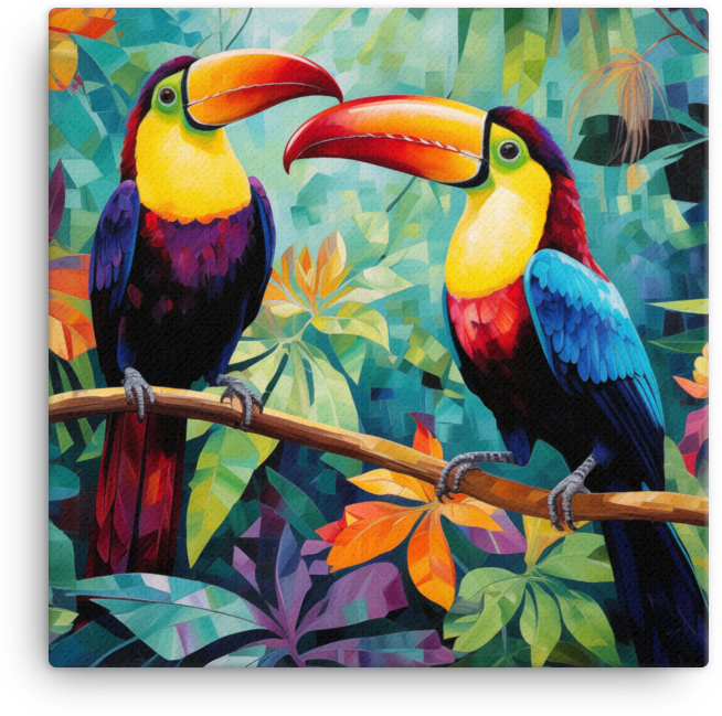Toucan Duo in Tropical Eden Canvas Wall Art