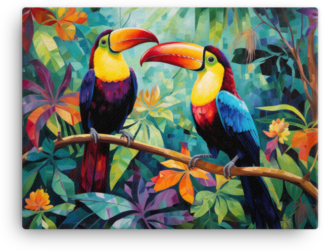 Toucan Duo in Tropical Eden Canvas Wall Art