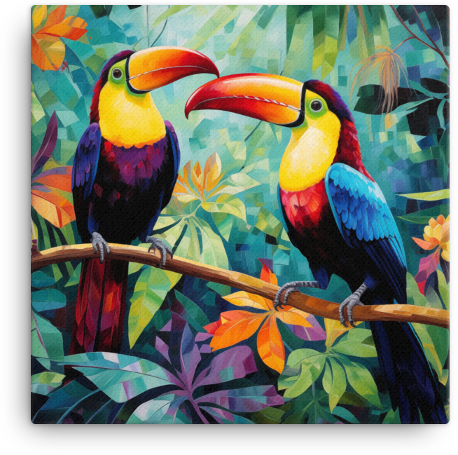 Toucan Duo in Tropical Eden Canvas Wall Art