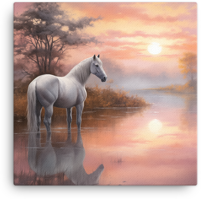 Tranquil Dawn Horse Canvas Wall Art