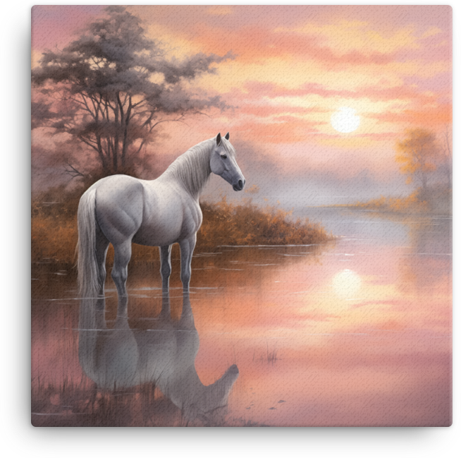 Tranquil Dawn Horse Canvas Wall Art