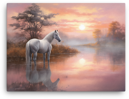 Tranquil Dawn Horse Canvas Wall Art