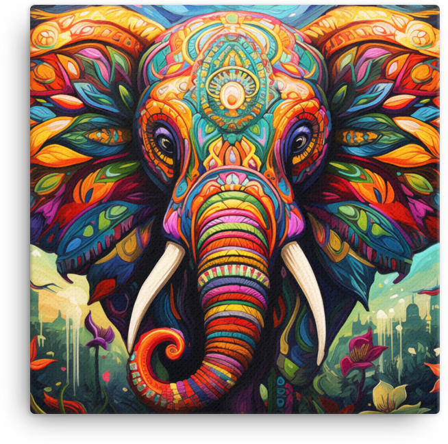 Tribal Tapestry Elephant Canvas Wall Art