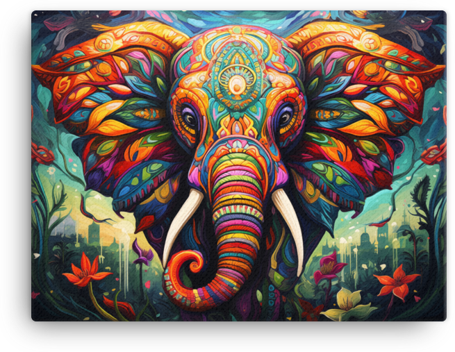 Tribal Tapestry Elephant Canvas Wall Art