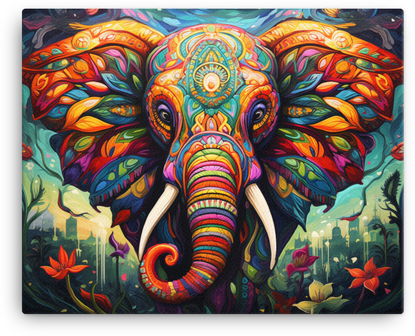 Tribal Tapestry Elephant Canvas Wall Art