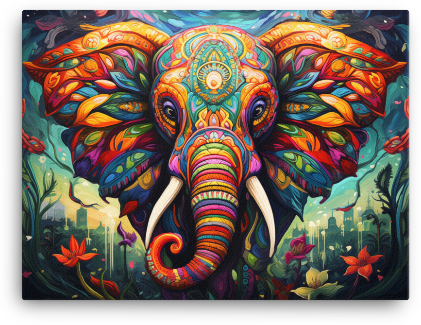 Tribal Tapestry Elephant Canvas Wall Art