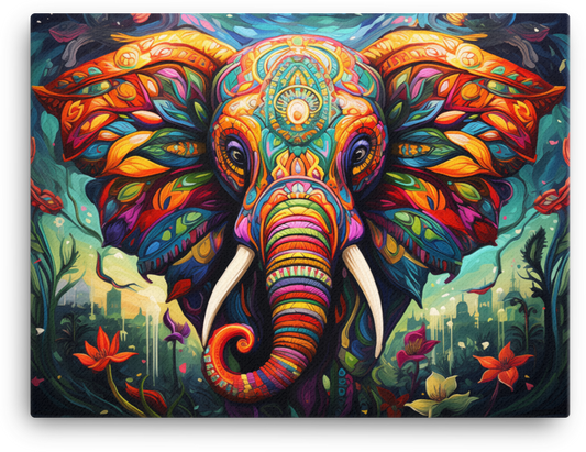 Tribal Tapestry Elephant Canvas Wall Art