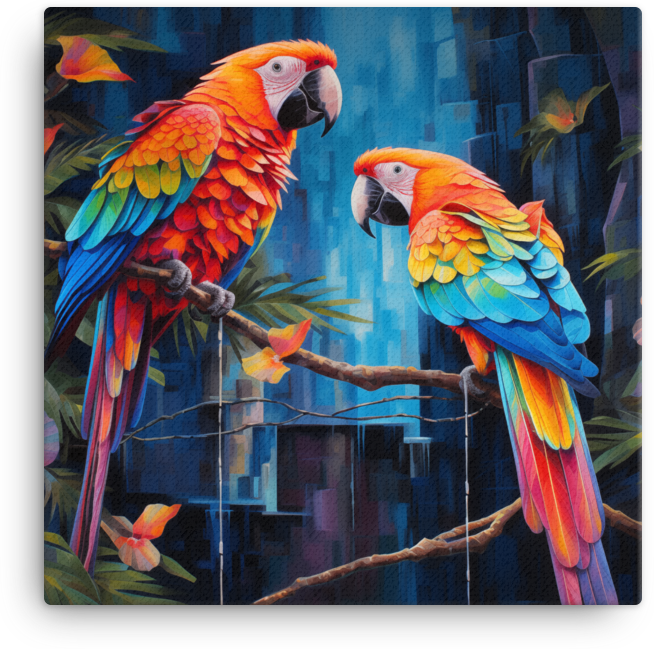 Tropical Parrots in Paradise Canvas