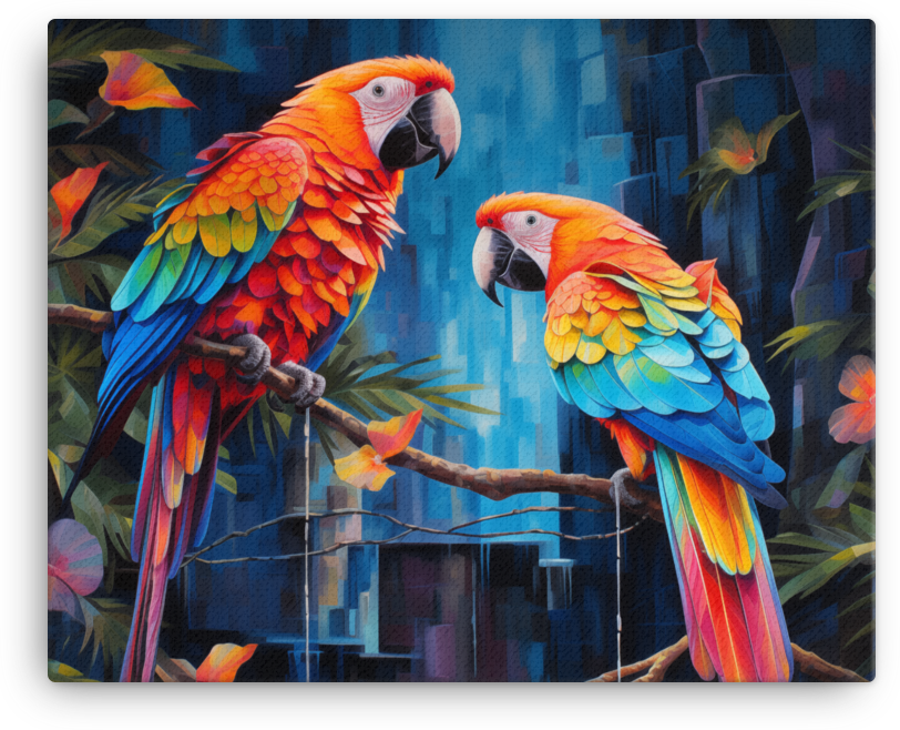 Tropical Parrots in Paradise Canvas