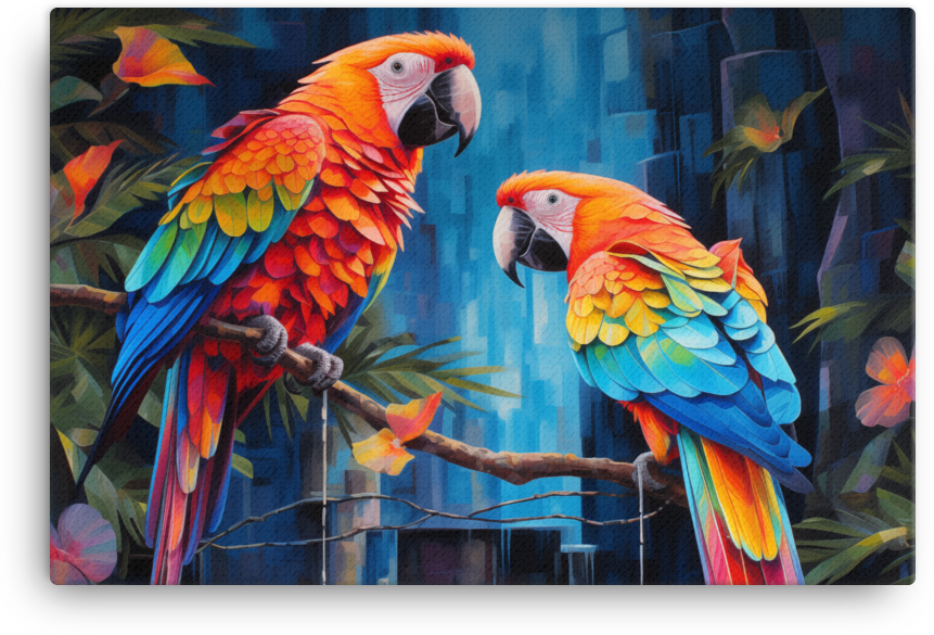 Tropical Parrots in Paradise Canvas