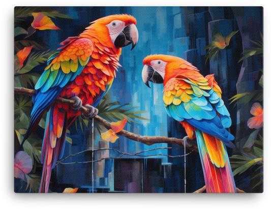Tropical Parrots in Paradise Canvas